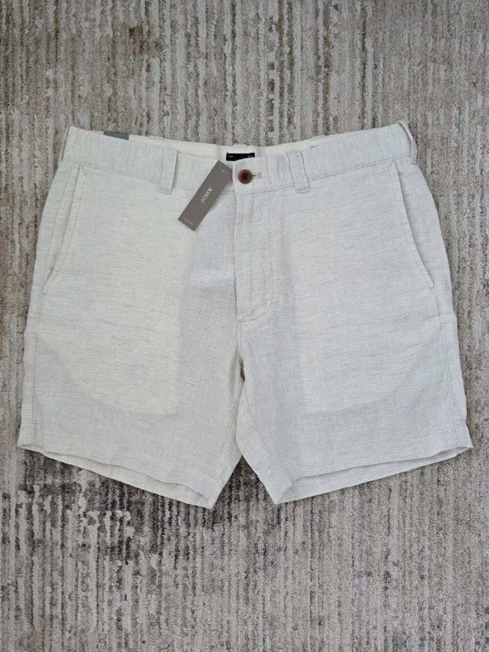 NWT J. Crew Linen Shorts Mens Cream Lightweight Breathable Resort Preppy 32W 7L